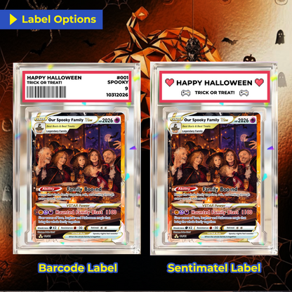 Family Halloween Custom Pokémon Cards with Anime Picture, Personalized Pokemon Cards, Animated Gifts for Family Members - CPC-hlw-09
