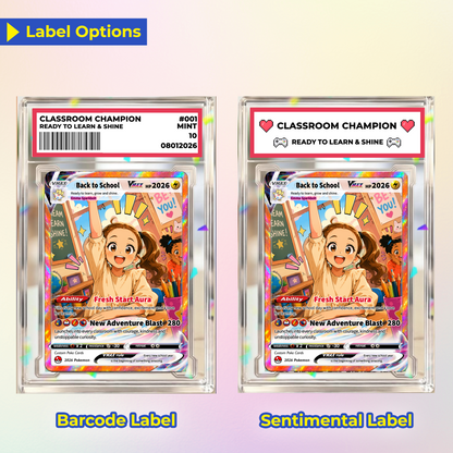 Back to School Custom Pokémon Card - Personalized Pokémon Card with Anime Picture - First Day of School Gift from Parents, Grandparents for Kids, Students - CPC-BTS-01.B