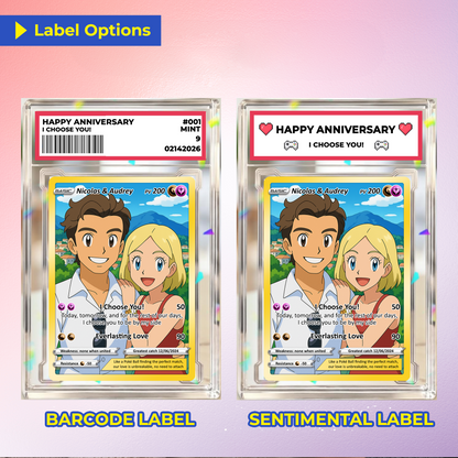Customizable Pokemon Card - Personalized Anime-Inspired Pokemon Card for Couples - Holographic Effect Available - CPC-28