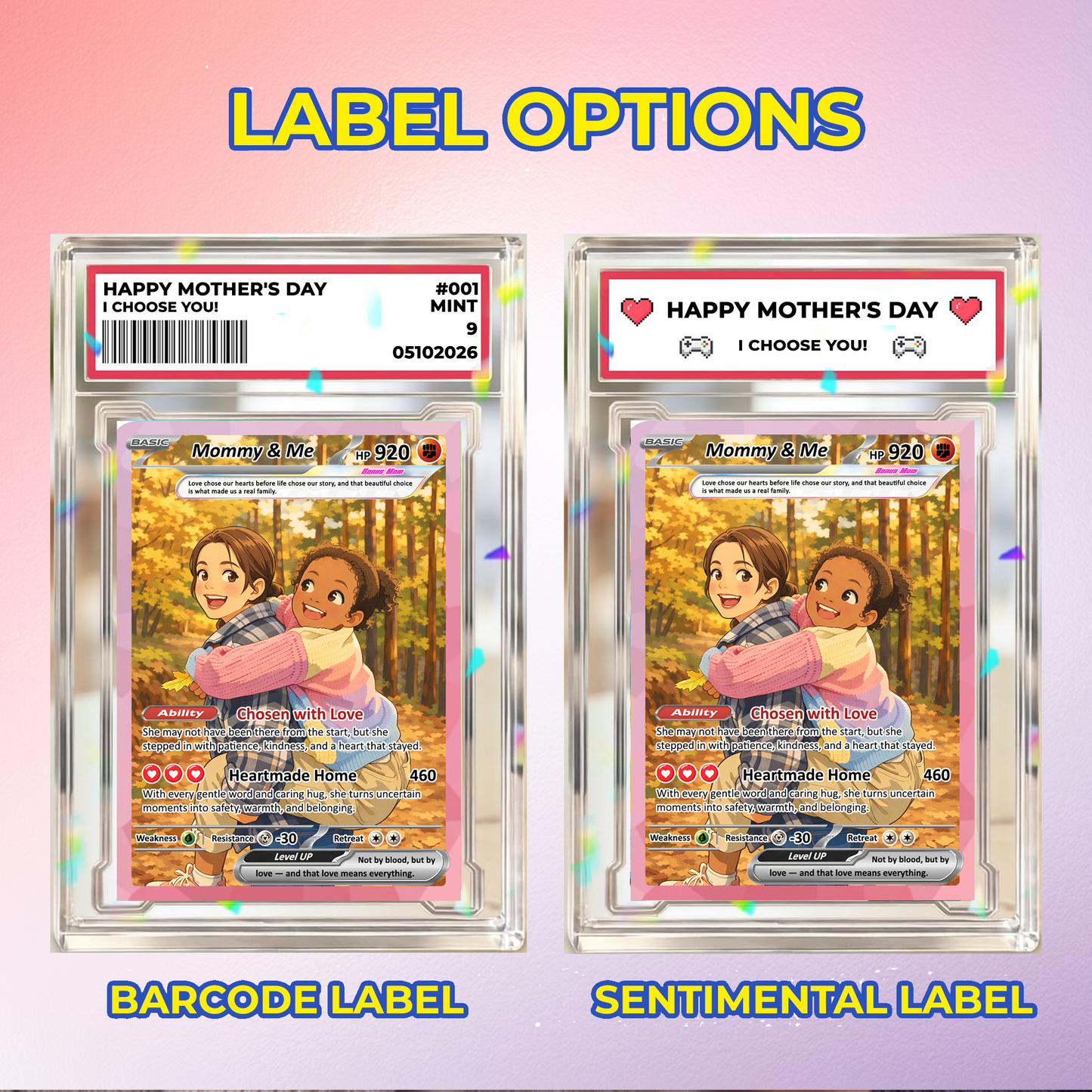 For Step Mom Happy Mother's Day Custom Pokémon Card - Personalized Bonus Mom Gift for Mother’s Day | Mommy & Me Customized Poke Gift - Customizable Trading Cards - CPC-101