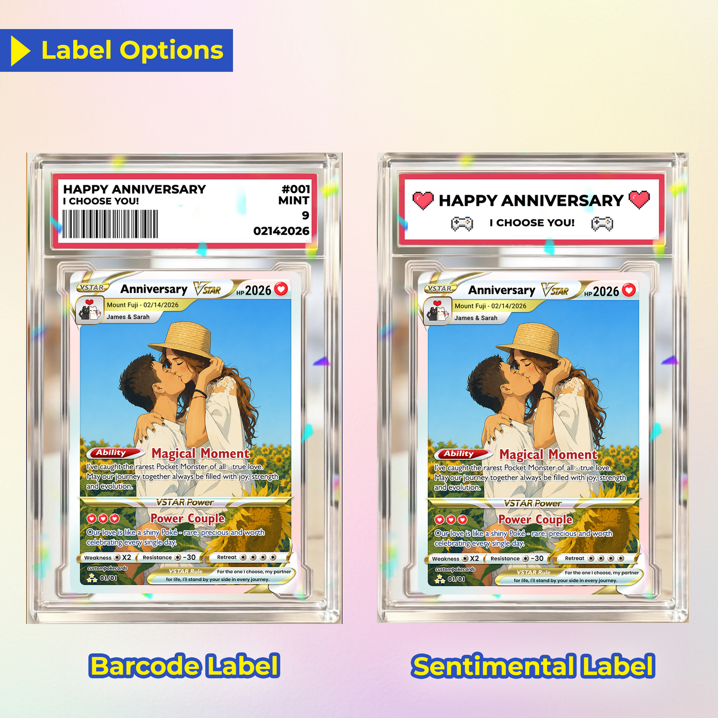 Anime Transformation Custom Pokemon Card - Personalized Poke Card for Couples - Holographic Effect Available - CPC-30.A