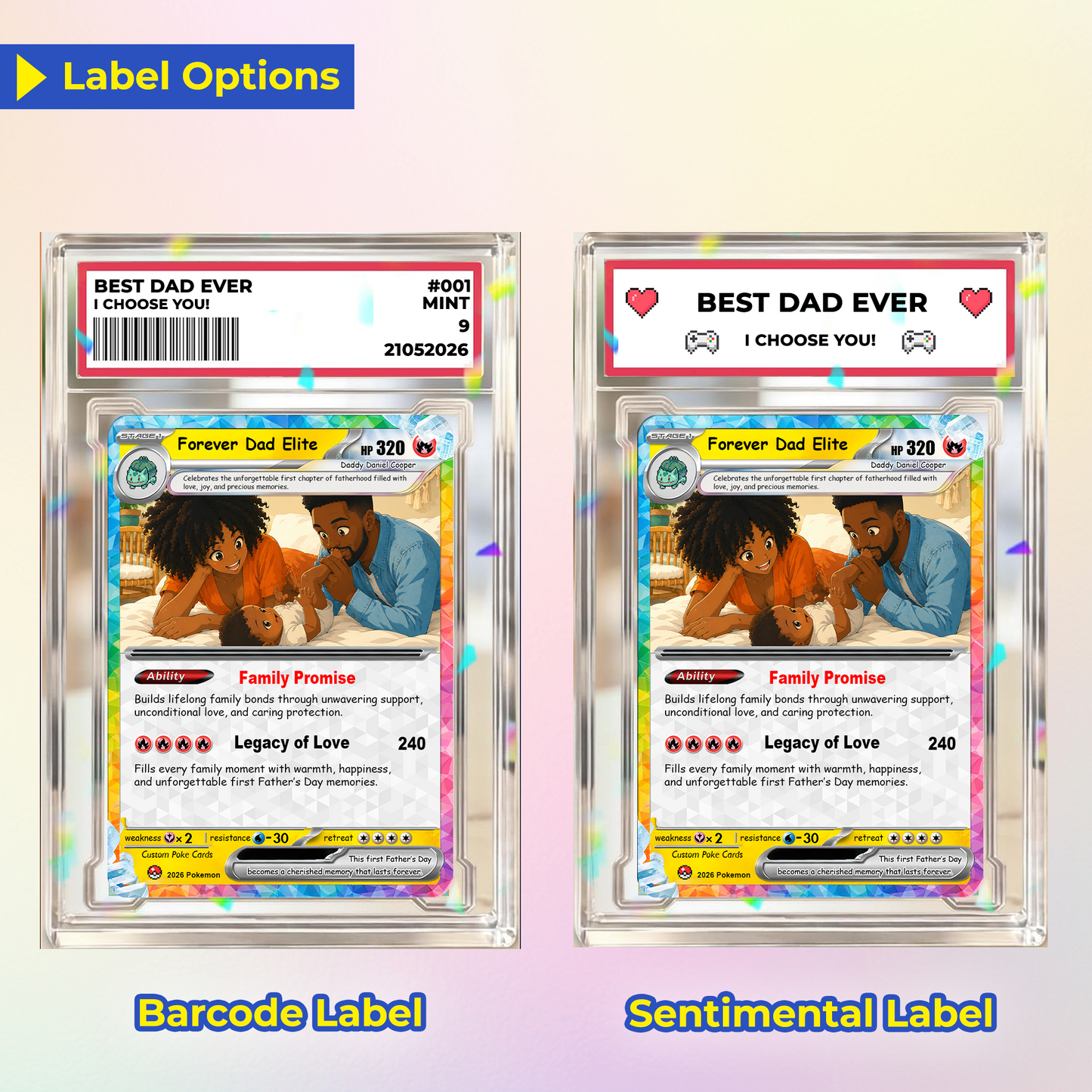 Custom Pokémon Card for First Father’s Day - Comic Anime Style Personalized Pokémon Card for New Dads - Perfect Gift for First-Time Dads- CPC-128