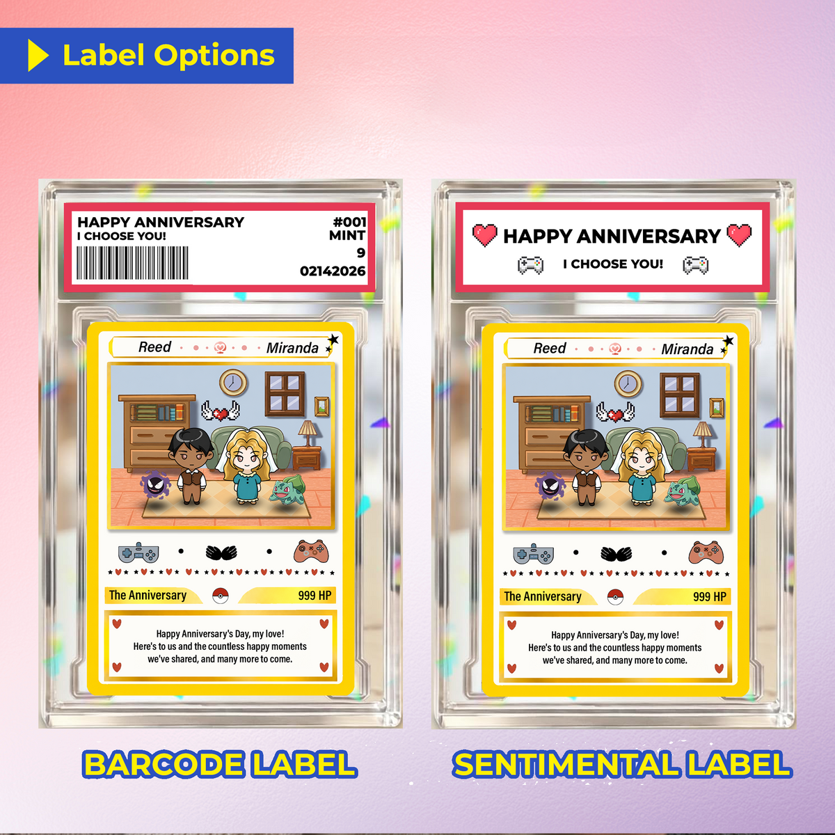 Hand-Drawn Characters Custom Pokemon Card, Personalized Pokemon Card for Couples, Perfect Gift for Him & Her - CPC-153.A
