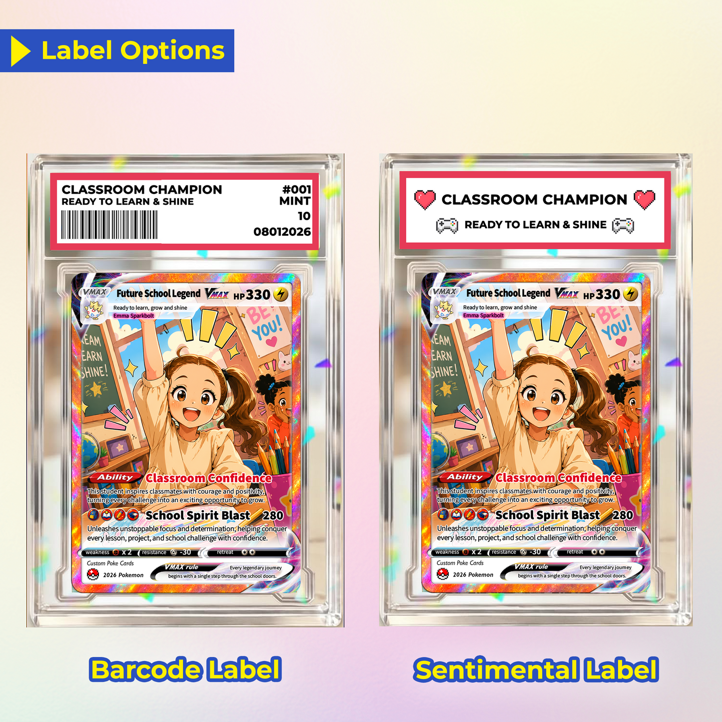 Back to School Custom Pokémon Card - Personalized Pokémon Card with Anime Picture for Kids, Students - First Day of School Gift from Parents - CPC-BTS-01