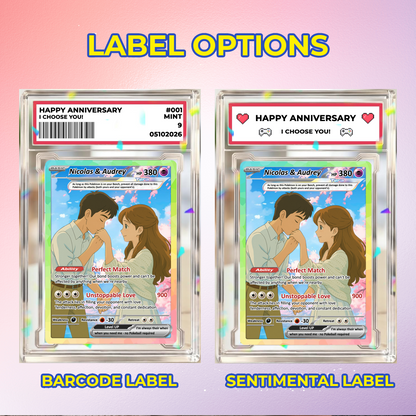 Custom Poke Card for Couple - Anime-Inspired Ghibli Aesthetic Pocket Monster Gift - Customizable Trading Cards - CPC-15