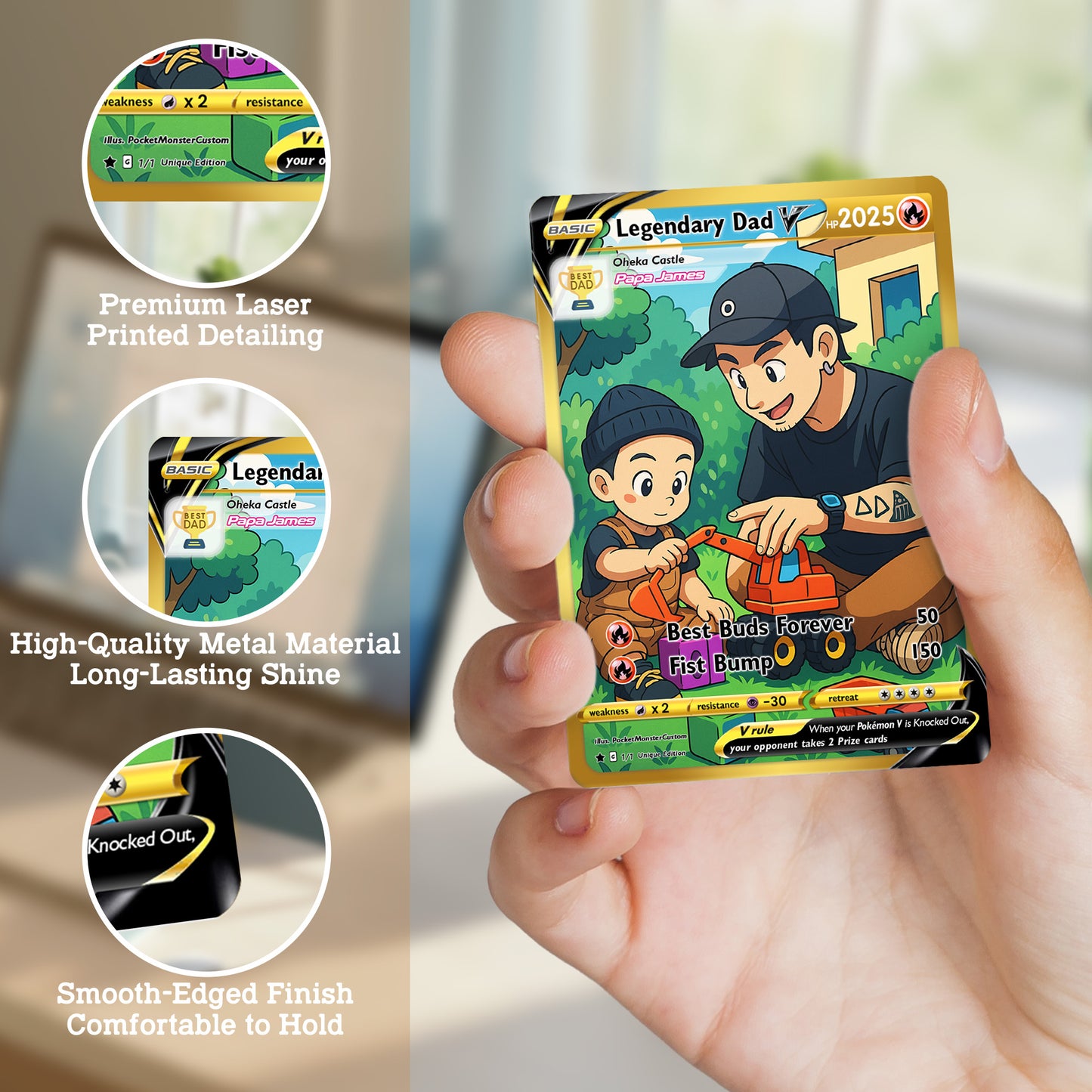 Best Dad Ever Pokemon Card, Custom Pokemon Card  - Anime-Inspired Personalized Pokemon Card for Dad - Perfect Gift for Dad - CPC-50