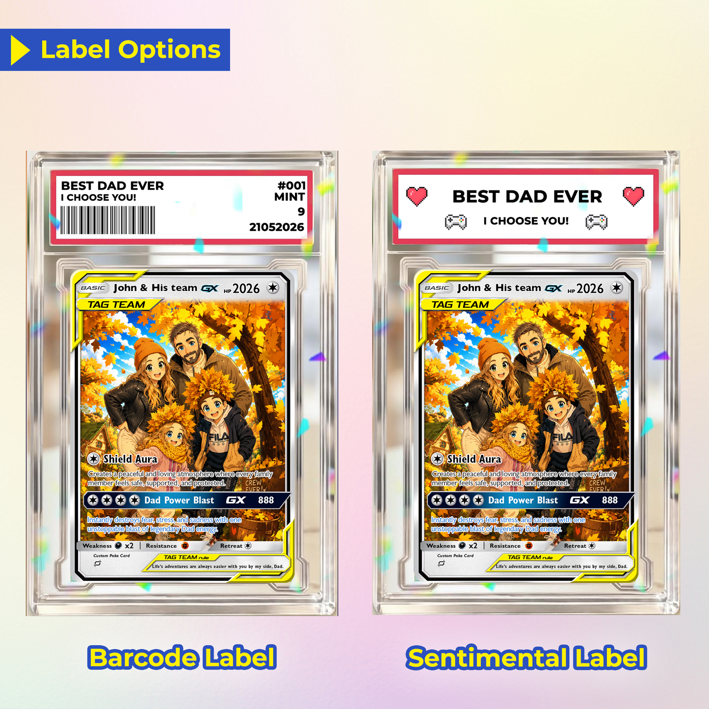 2026 Happy Father's Day Custom Pokémon Card - Comic Anime Style Personalized Pokémon Card for Dad - Perfect Gift for Dad - CPC-115