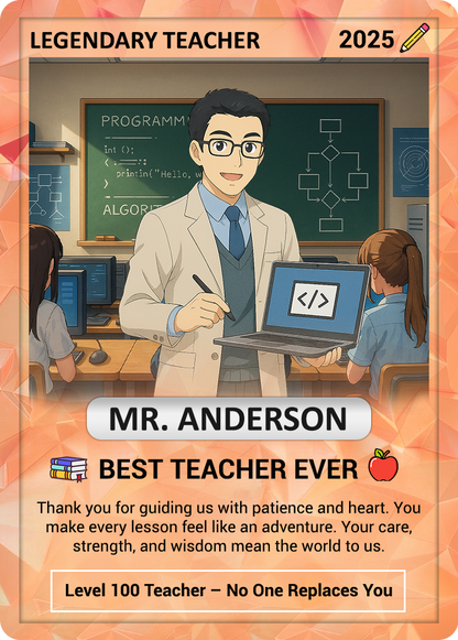 Custom Pokemon Cards Teacher Appreciation, Change Your Photo to Ghibli Style, Thank You Teacher Gift, Personalized Pokemon Cards - CPC-63
