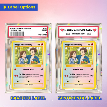 Happy Anniversary Card, Custom Pokémon Cards with Anime Picture, Personalized Poke Cards Animated Style Gifts for Him and Her - CPC-61