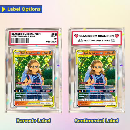 Back to School Gift for Pokémon Fans - Custom Pokémon Card with Anime Picture for Kids, Students - Personalized First Day of School Gift from Parents - CPC-147