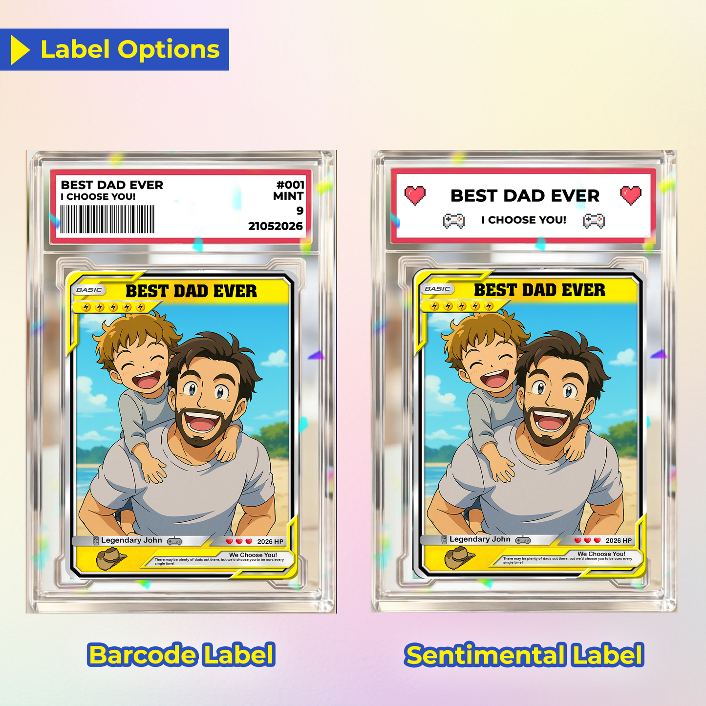 Custom Pokemon Card  - Anime-Inspired Personalized Pokemon Card for Dad | Daddy & Me Customized Poke Gift - Customizable Trading Cards - CPC-16