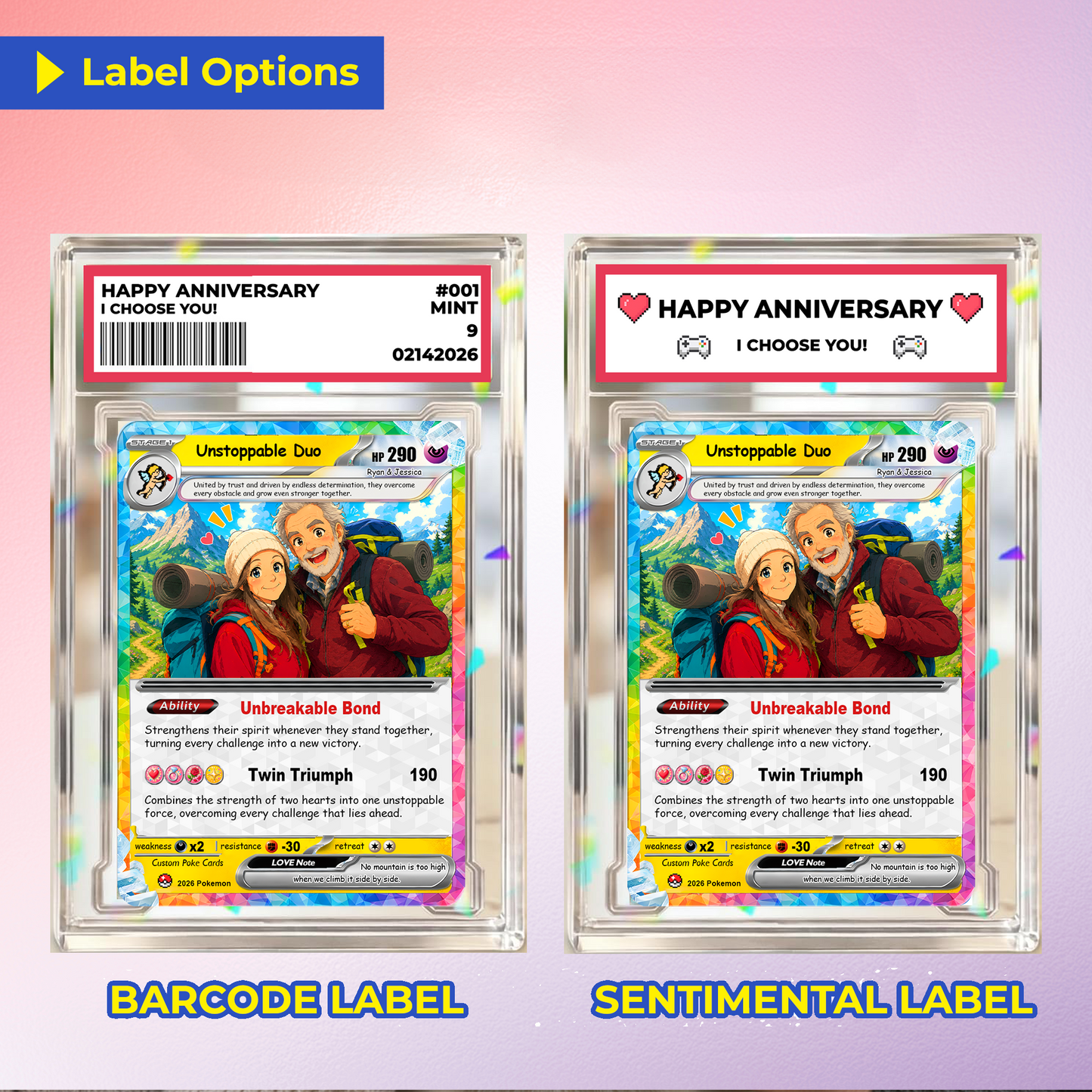 Personalized Poke Cards by Ghibli & Comic Anime Style, Custom Pokémon Cards with Animated Picture, Customizable Pokémon Gift for Him and Her - CPC-152