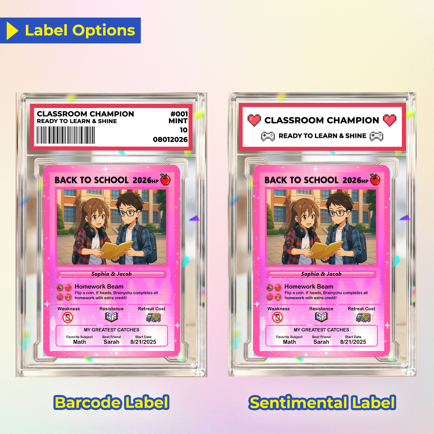 Anime Style Back to School Custom Pokemon Cards, Personalized Pokemon Card for First Day of School, Gift for Students, Son, Daughter - CPC-68
