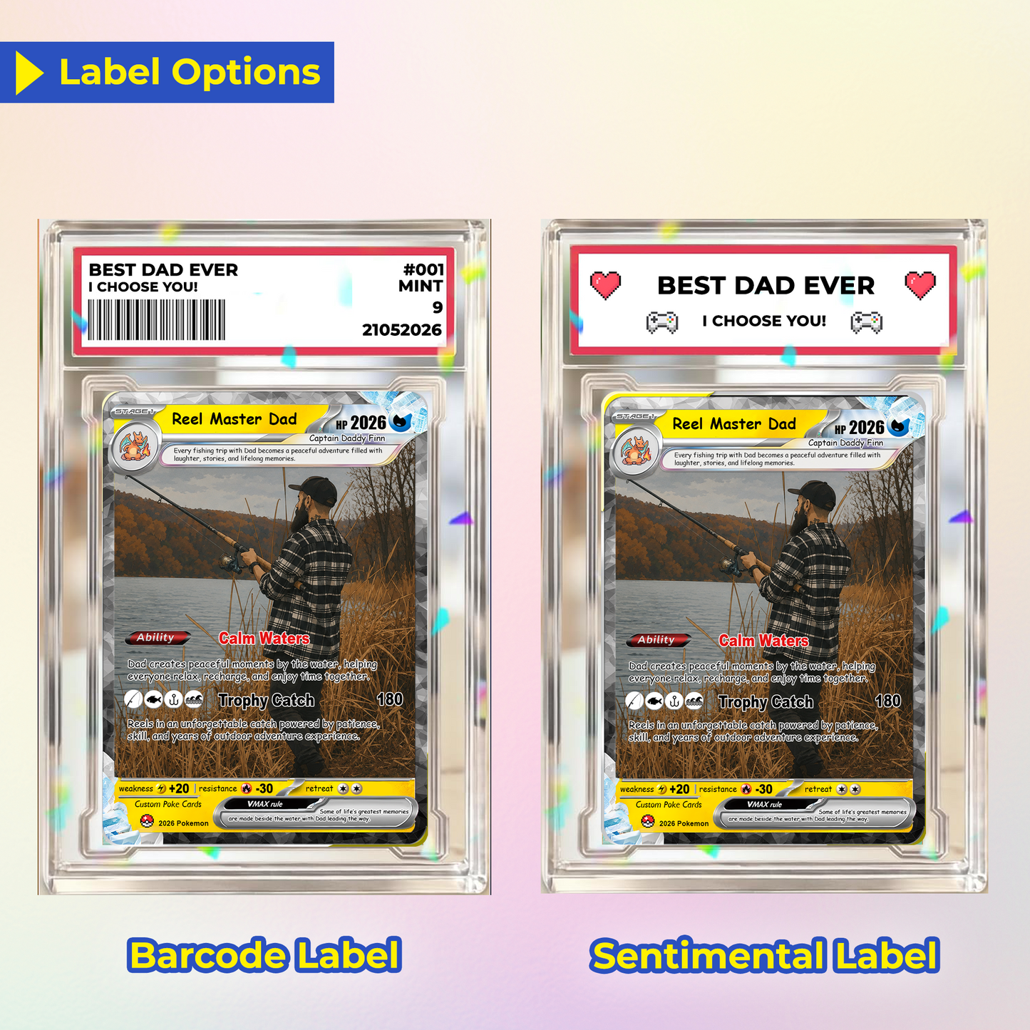 Fishing Dad Custom Pokémon Card for Father's Day - Father’s Day Personalized Pokémon Card for Fishing Lovers - Comic Anime Customizable Gift from Wife, Son & Daughter - CPC-138