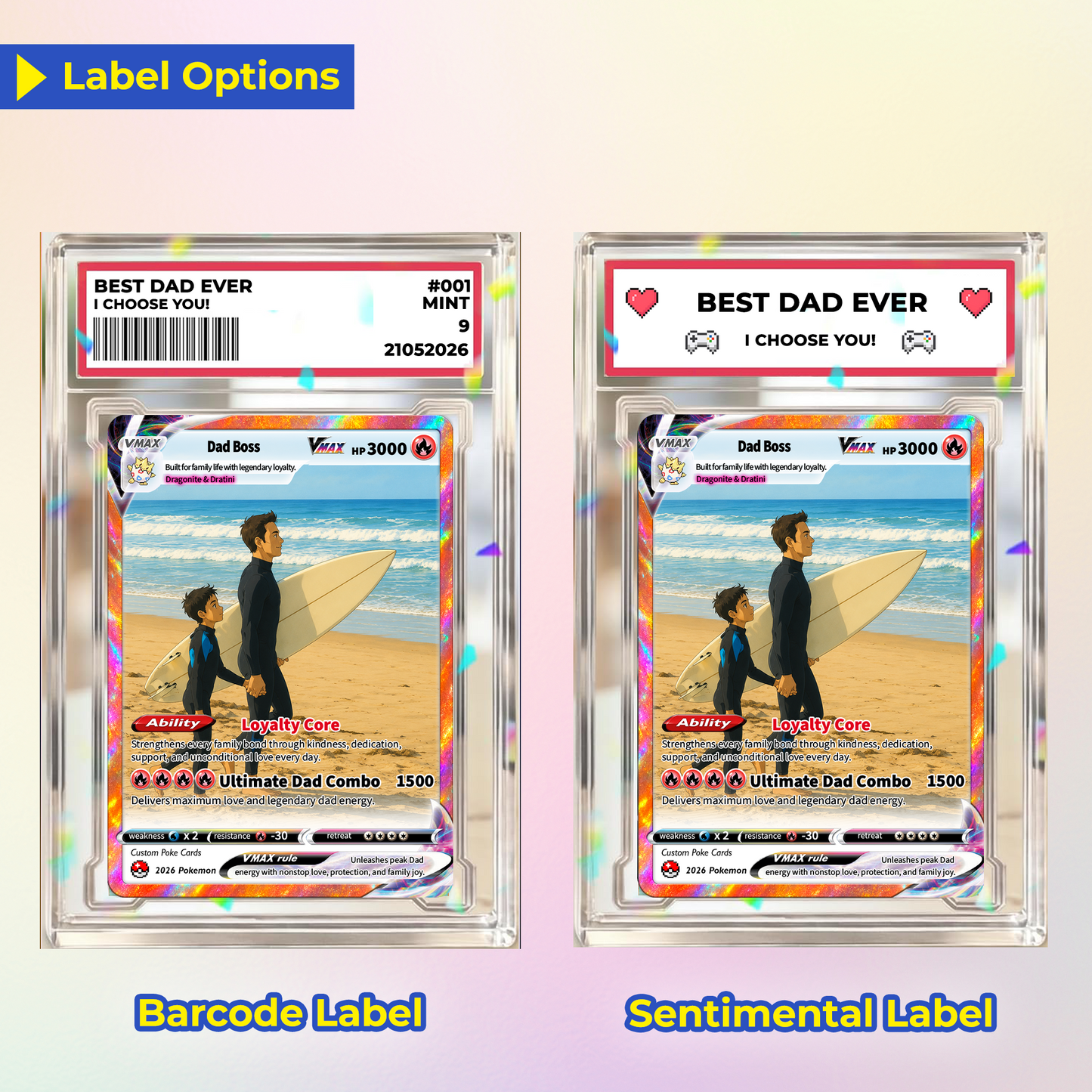 Perfect Gift from Wife & Kids - Happy Father's Day Custom Pokémon Card - Comic Anime Style Personalized Pokémon Card for Dad - Perfect Gift from Wife & Kids - CPC-125