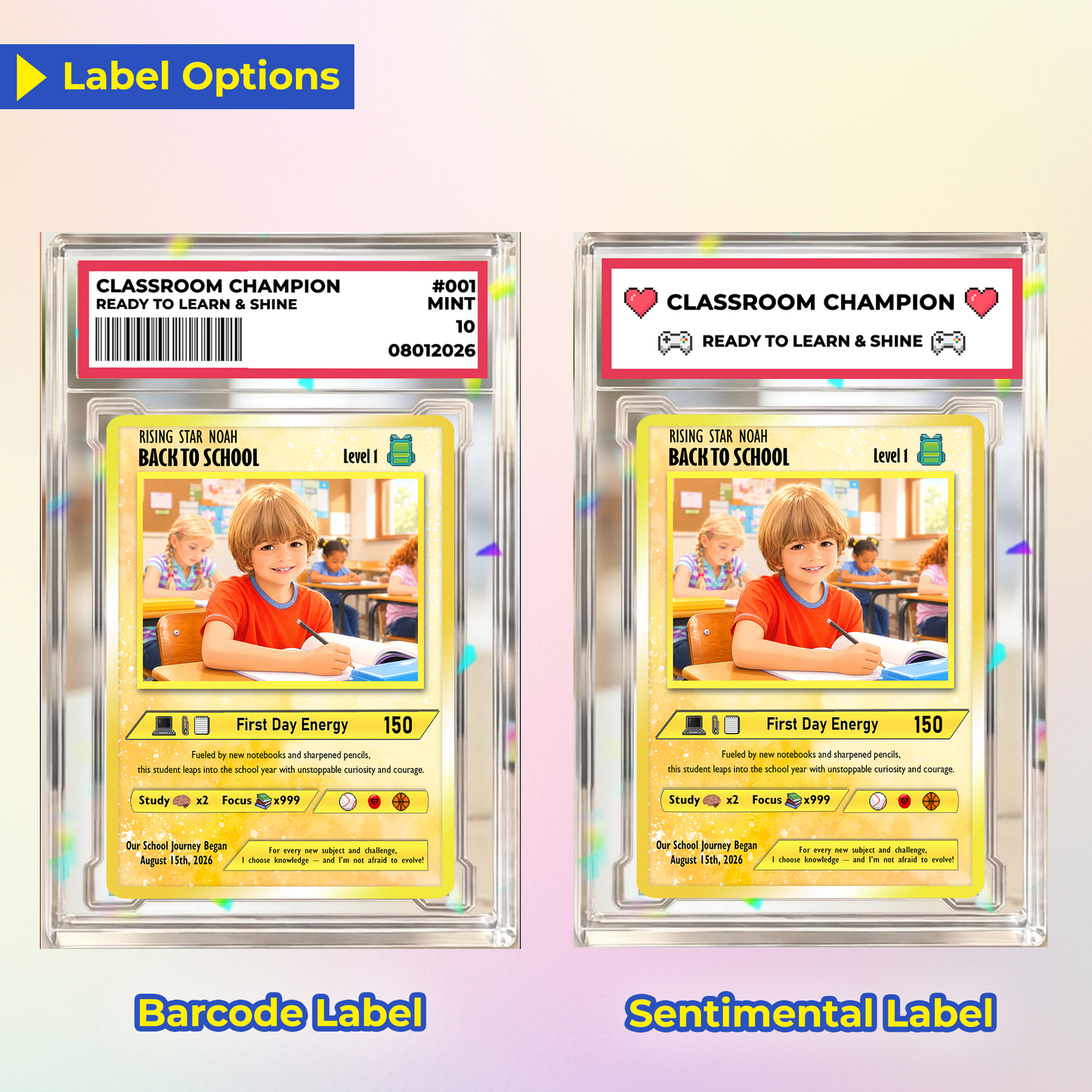 Back to School Custom Pokémon Card - Personalized Pokémon Card with Anime Picture for Kids, Students - First Day of School Gift from Parents - CPC-146.A