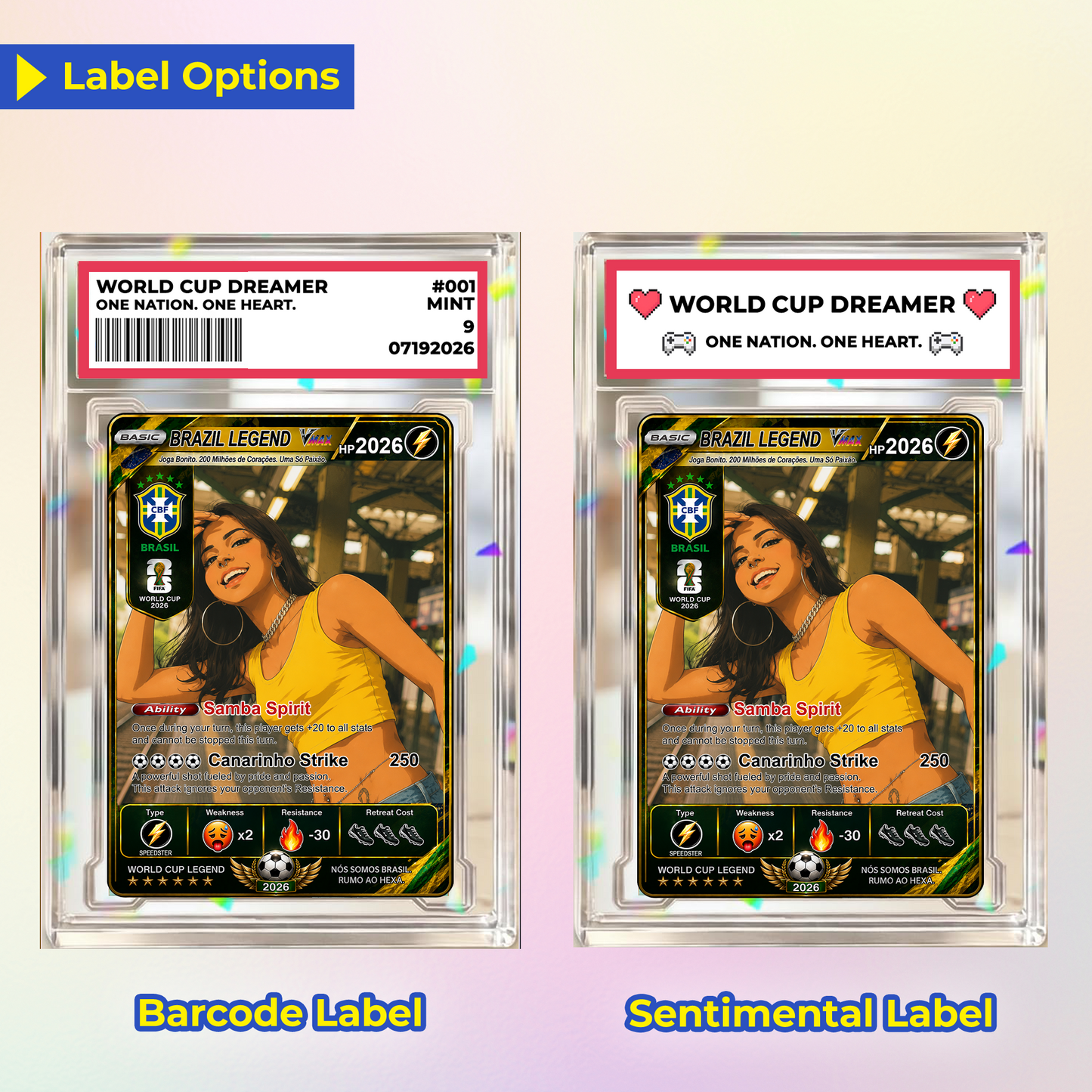 Personalized World Cup 2026 Soccer Card, Custom Football Trading Card, Pokémon-Style Fan Card with Photo, Unique Gift for Soccer Fans - CPC-WC-BRA