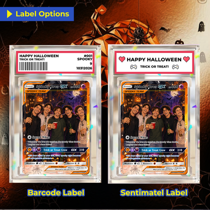 Halloween Custom Pokémon Card for Best Friends, Personalized Pokémon Card with Animated Photo, Customizable Group Gift, Custom Halloween Gift for Friends, Pokémon Party Gift - CPC-hlw-11
