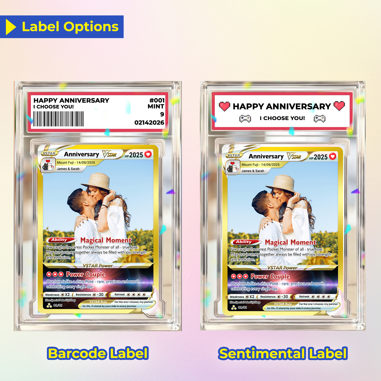 Anime Transformation Custom Pokemon Card - Personalized Poke Card for Couples - Holographic Effect Available - CPC-30.B