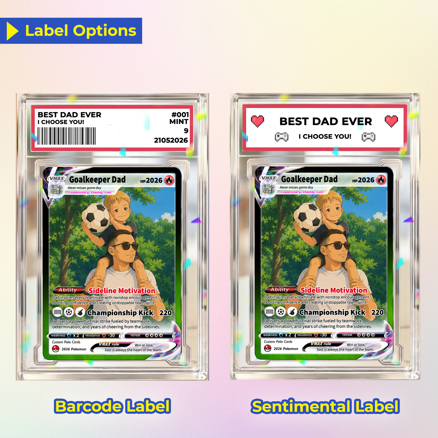 Father’s Day Personalized Pokémon Card for Sport Dad - Custom Pokémon Card for Soccer Dad - Comic Anime Style Customizable Gift from Supporter, Wife, Son & Daughter - CPC-132
