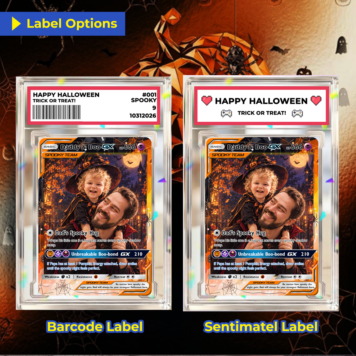 Custom Pokémon Card for Boyfriend & Husband, Halloween Anime Transformation Metal Card, Personalized Romantic Gift for Him, Custom Halloween Gift from Wife & Girlfriend - CPC-hlw-08