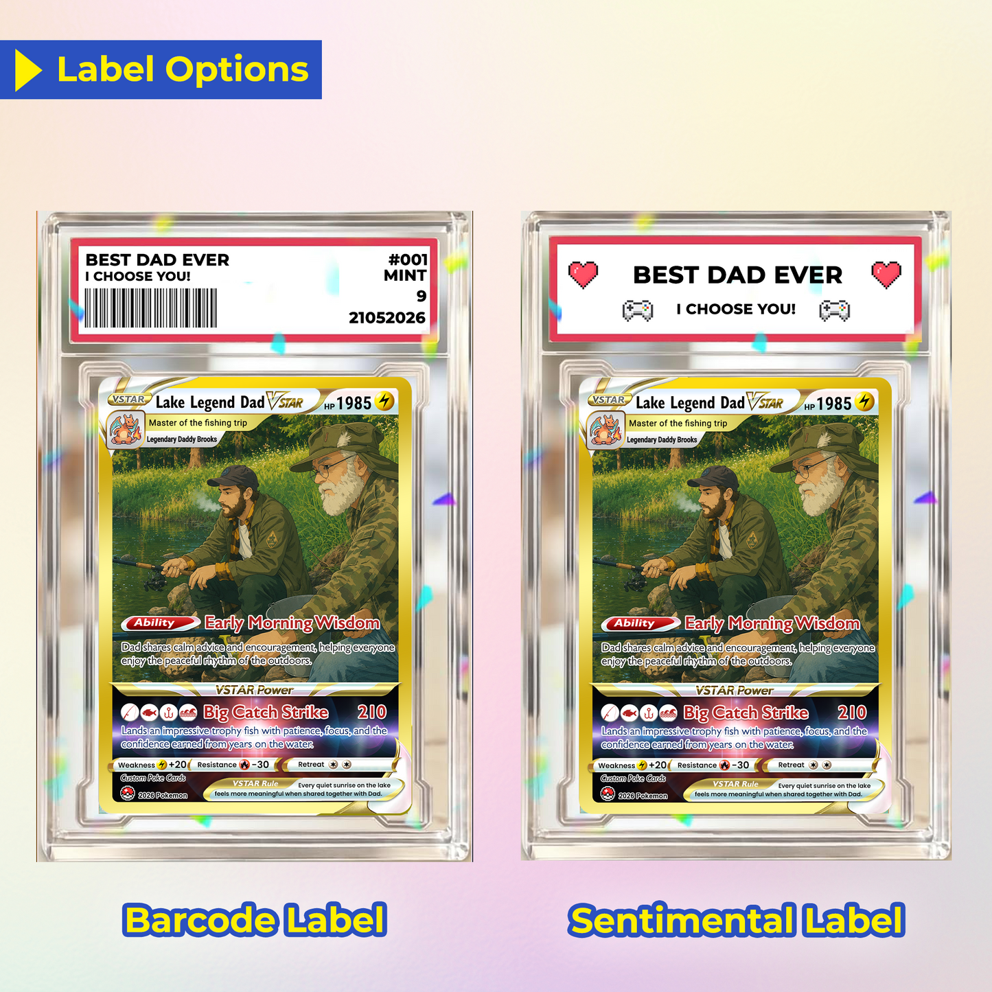 Father's Day Custom Pokémon Card for Fishing Dad - Father’s Day Personalized Pokémon Card for Fishing Lovers - Comic Anime Customizable Gift from Wife, Son & Daughter - CPC-139