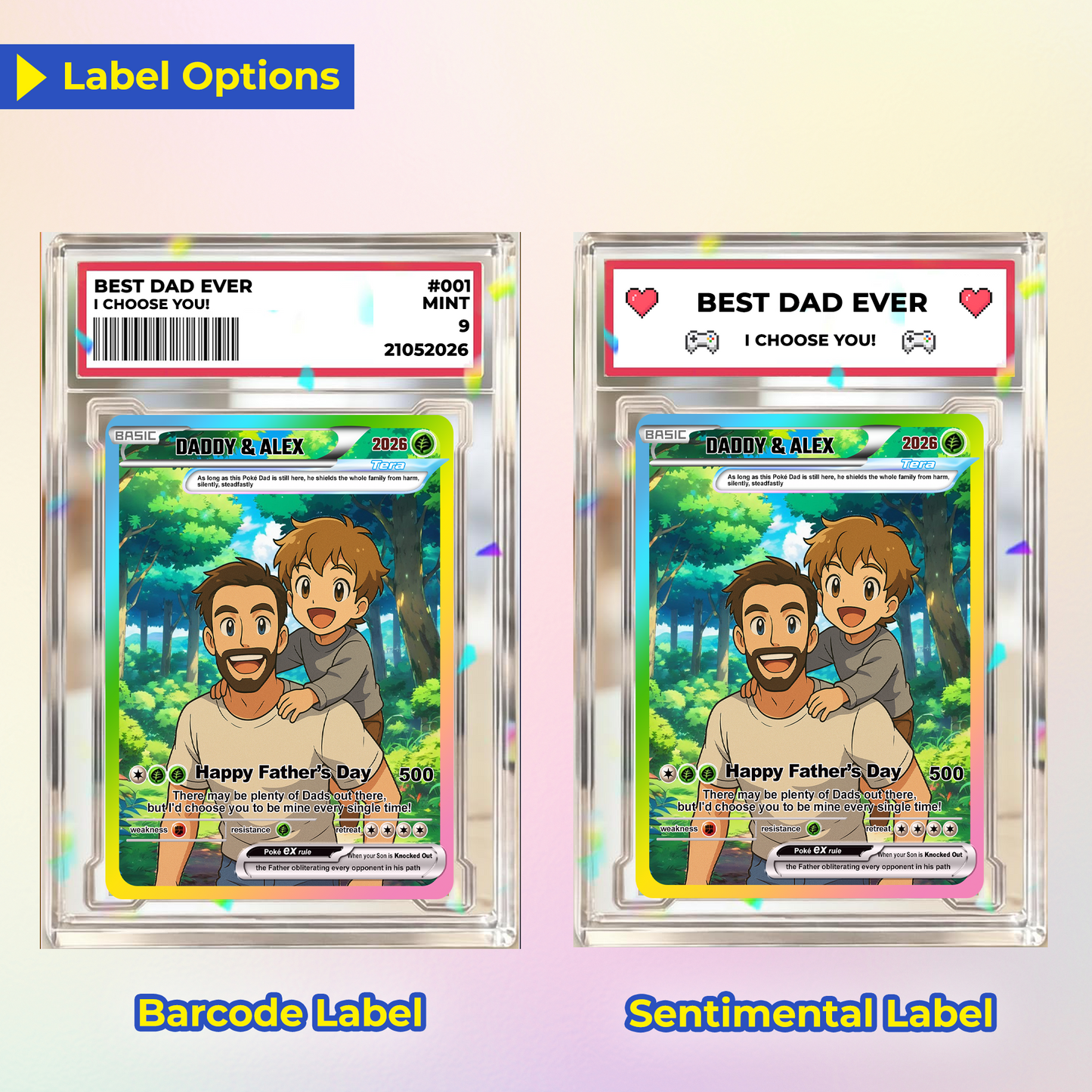Custom Pokemon Card  - Anime-Inspired Personalized Pokemon Card for Dad - Personalized Poke Card Custom Gift for Dad - CPC-17