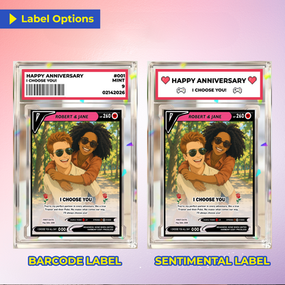 Custom Pokemon Card - Personalized Poke Card for Couples - Holographic Effect Available - CPC-29