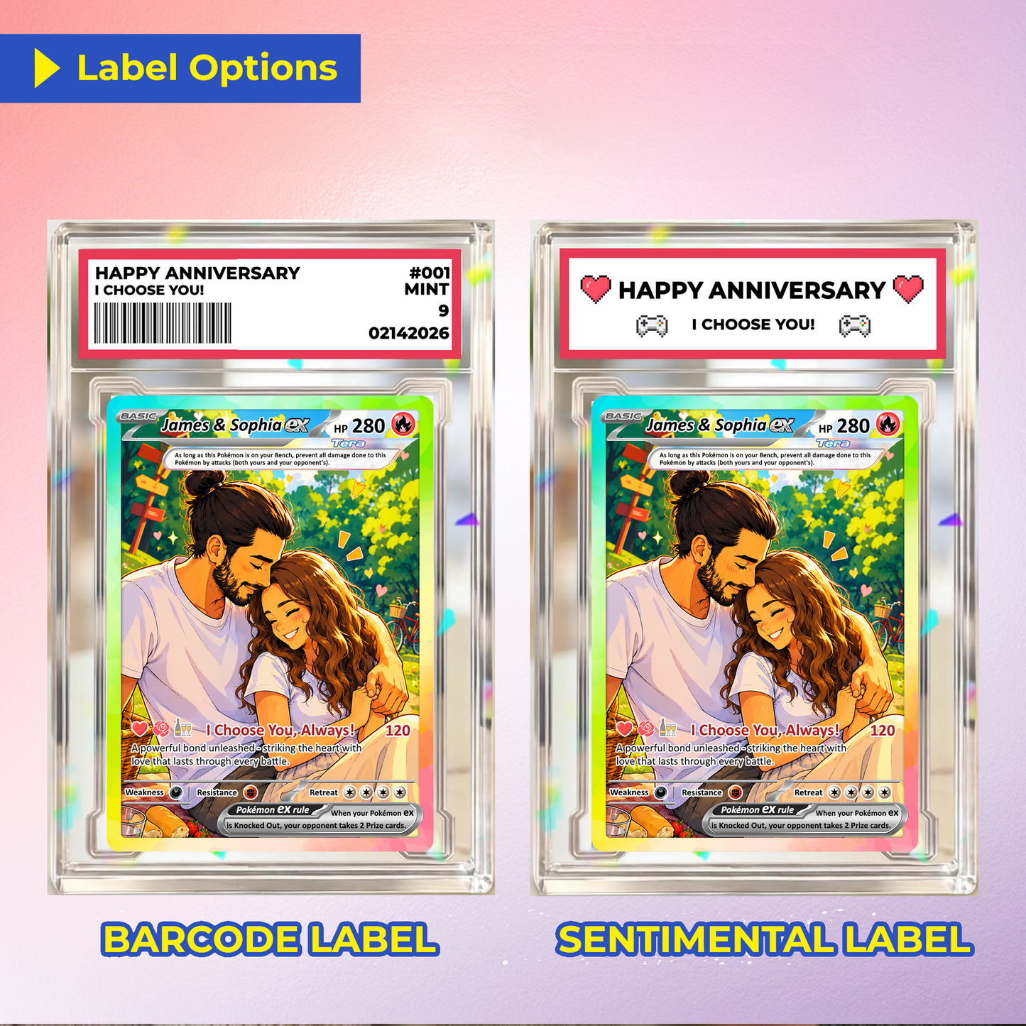 Custom Pokémon Cards with Anime Picture, Personalized Poke Cards Animated Style Gifts for Him and Her - CPC-04.B