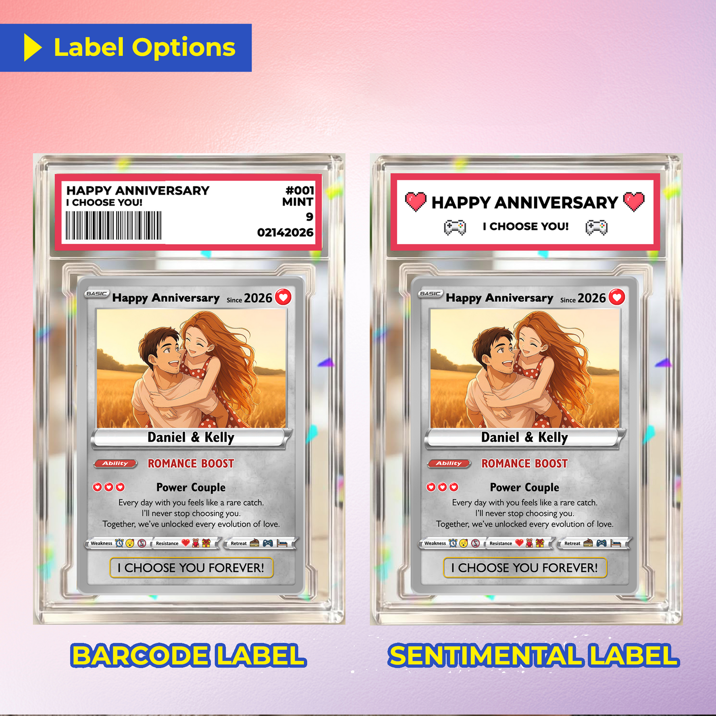 Custom Couple Pokemon Cards for Anniversary Day, Transform to Anime Styles - CPC-01