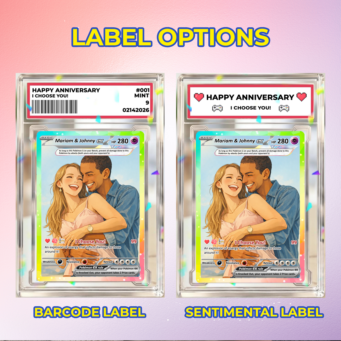 Custom Pokémon Cards with Anime Picture, Personalized Poke Cards Animated Style Gifts for Him and Her - CPC-04.A