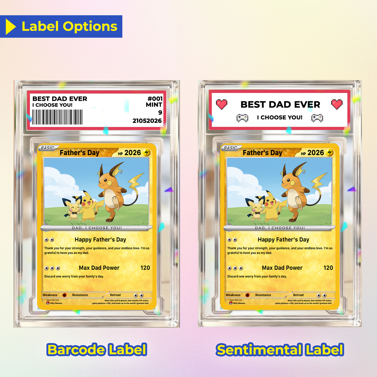 Funny Father’s Day Personalized Pokémon Card - Special Edition Custom Pokémon Card for Trainer Dad - Customizable Character Gift from Supporter, Wife, Son & Daughter - CPC-111.A