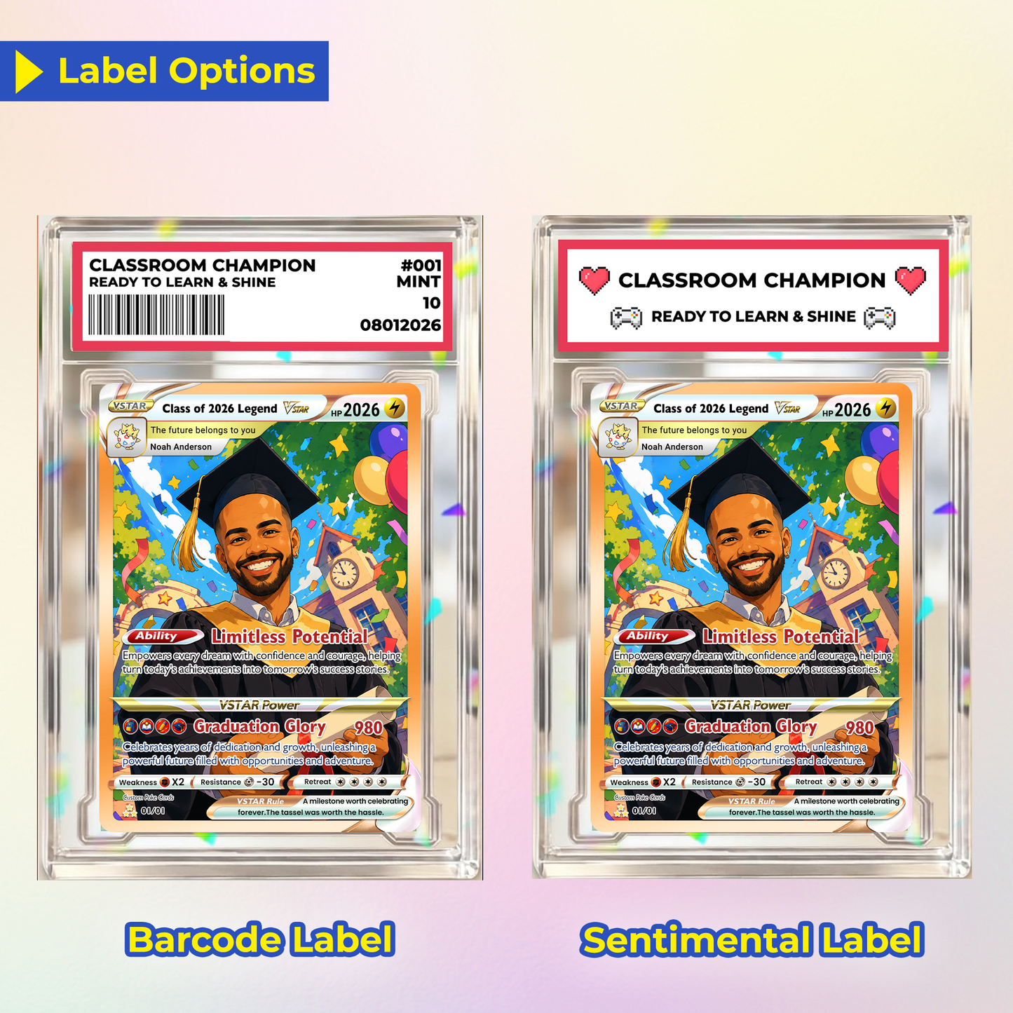 Graduation Custom Pokémon Card - Personalized Student Achievement Pokémon Card with Anime Picture for Kids, Students - Graduation Gift from Parents - CPC-BTS-06