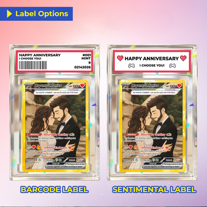 Custom Poke Card for Couple - Anime-Inspired Ghibli Aesthetic Pocket Monster Gift - Holographic Effect Available - CPC-20