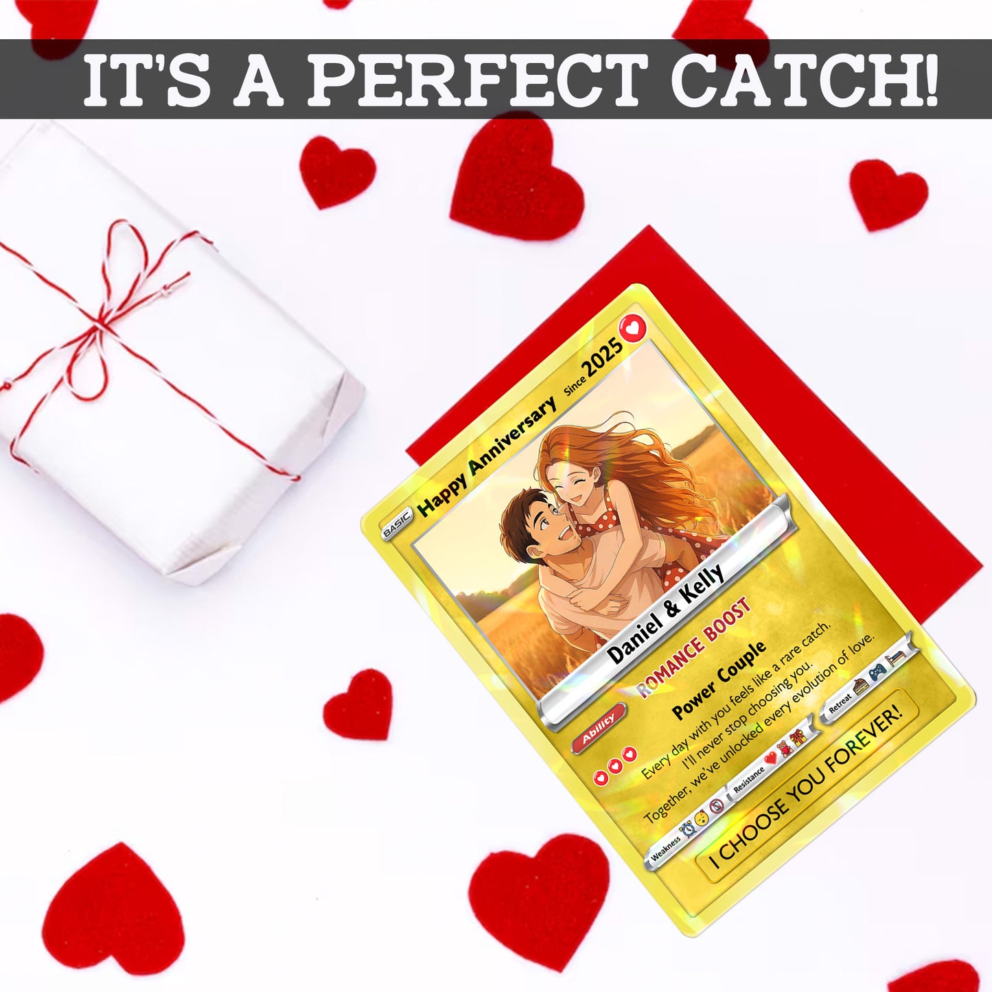 Custom Couple Pokemon Cards for Anniversary Day, Transform to Anime Styles - CPC-01