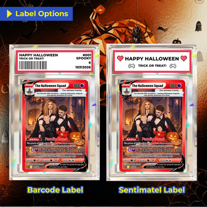 Family Halloween Custom Pokémon Cards with Anime Picture, Personalized Pokemon Cards, Animated Gifts for Family Memebers - CPC-hlw-02