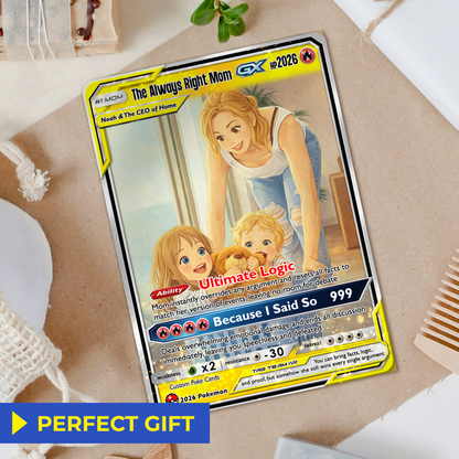 Mother’s Day Custom Pokémon Card – Funny Quote Personalized Pokemon Card - Customizable Gift from Husband Daughter, Son | Ghibli - Anime Style Trading Card - CPC-87