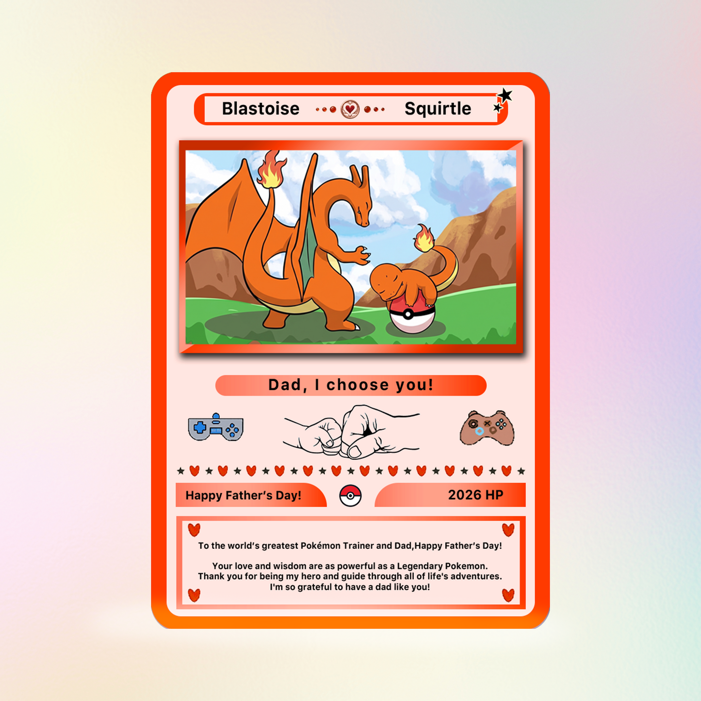 Funny Father’s Day Personalized Pokemon Card - Special Edition Custom Pokémon Card for Trainer Dad - Customizable Character Gift from Supporter, Wife, Son & Daughter - CPC-108.A