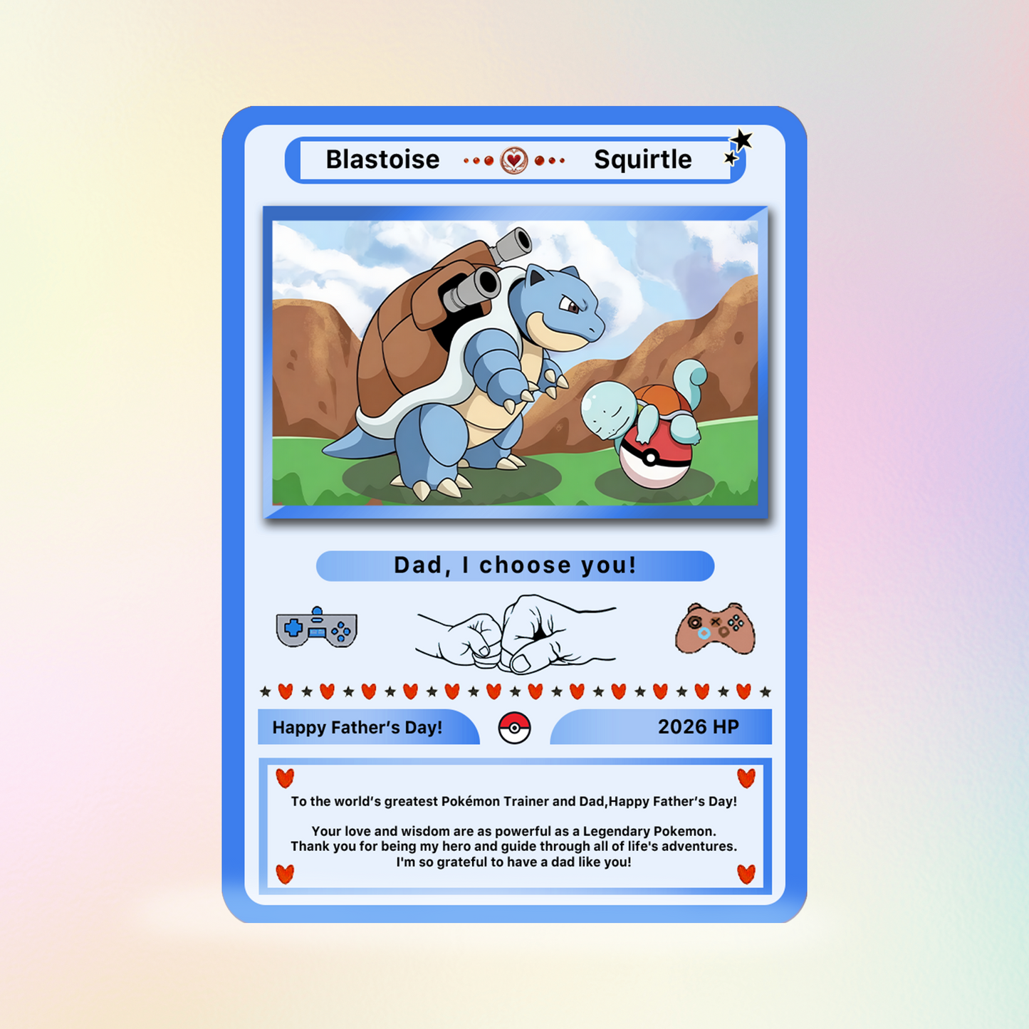Funny Father’s Day Personalized Pokemon Card - Special Edition Custom Pokémon Card for Trainer Dad - Customizable Character Gift from Supporter, Wife, Son & Daughter - CPC-108.A