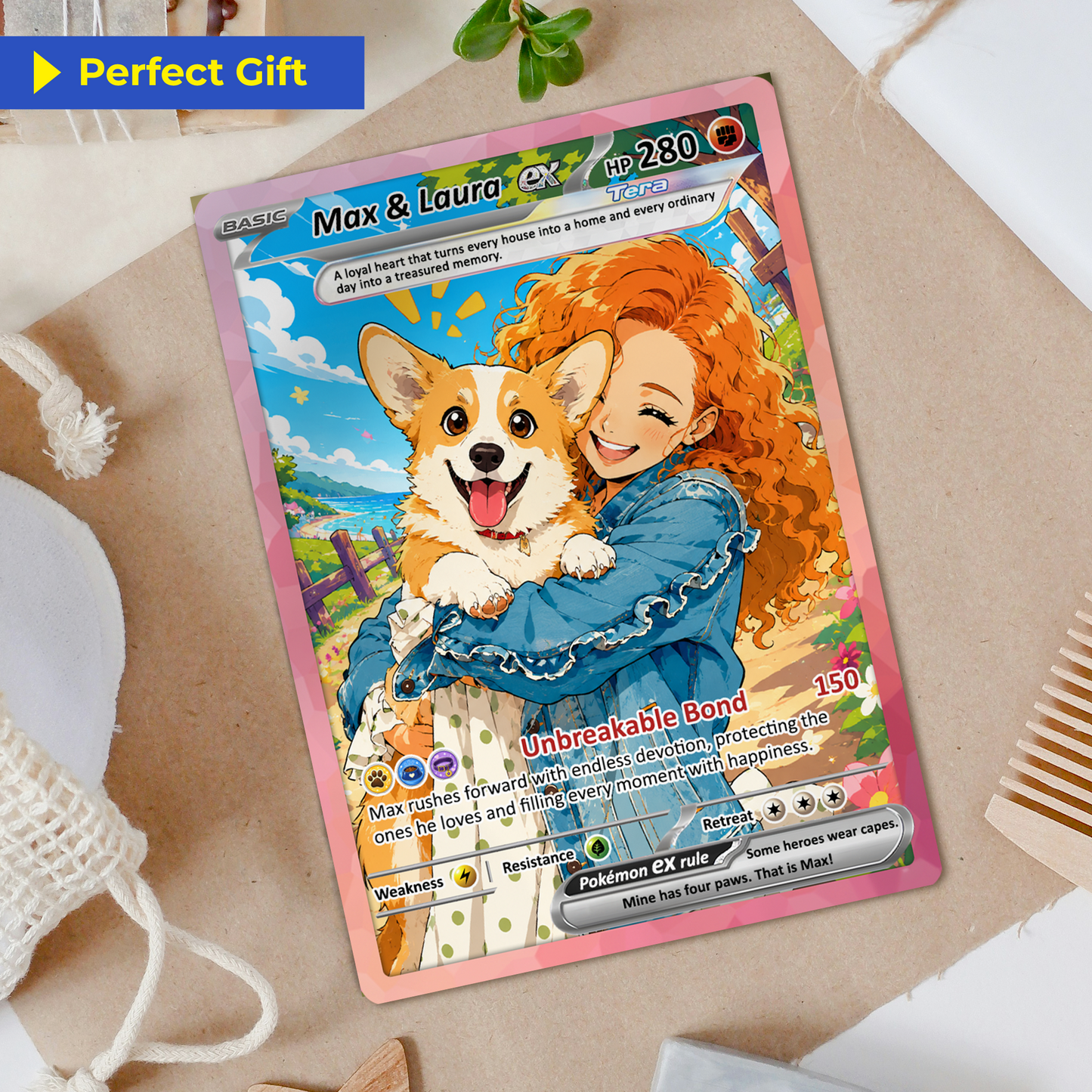 Personalized Poke Cards for Pet Lovers - Custom Pokémon Card with Pet Photo for Dog Mom, Cat Mom, Dog Dad, Cat Dad - CPC-Pet-02