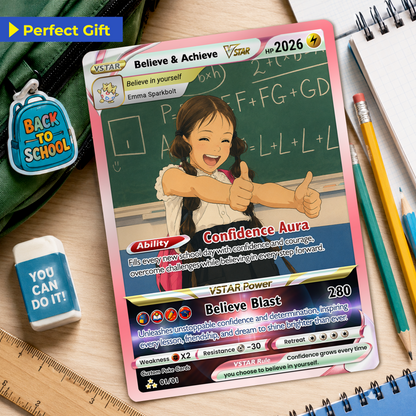 Back to School Custom Pokémon Card - Personalized Pokémon Card with Anime Picture for Kids, Students - First Day of School Gift from Parents - CPC-BTS-18
