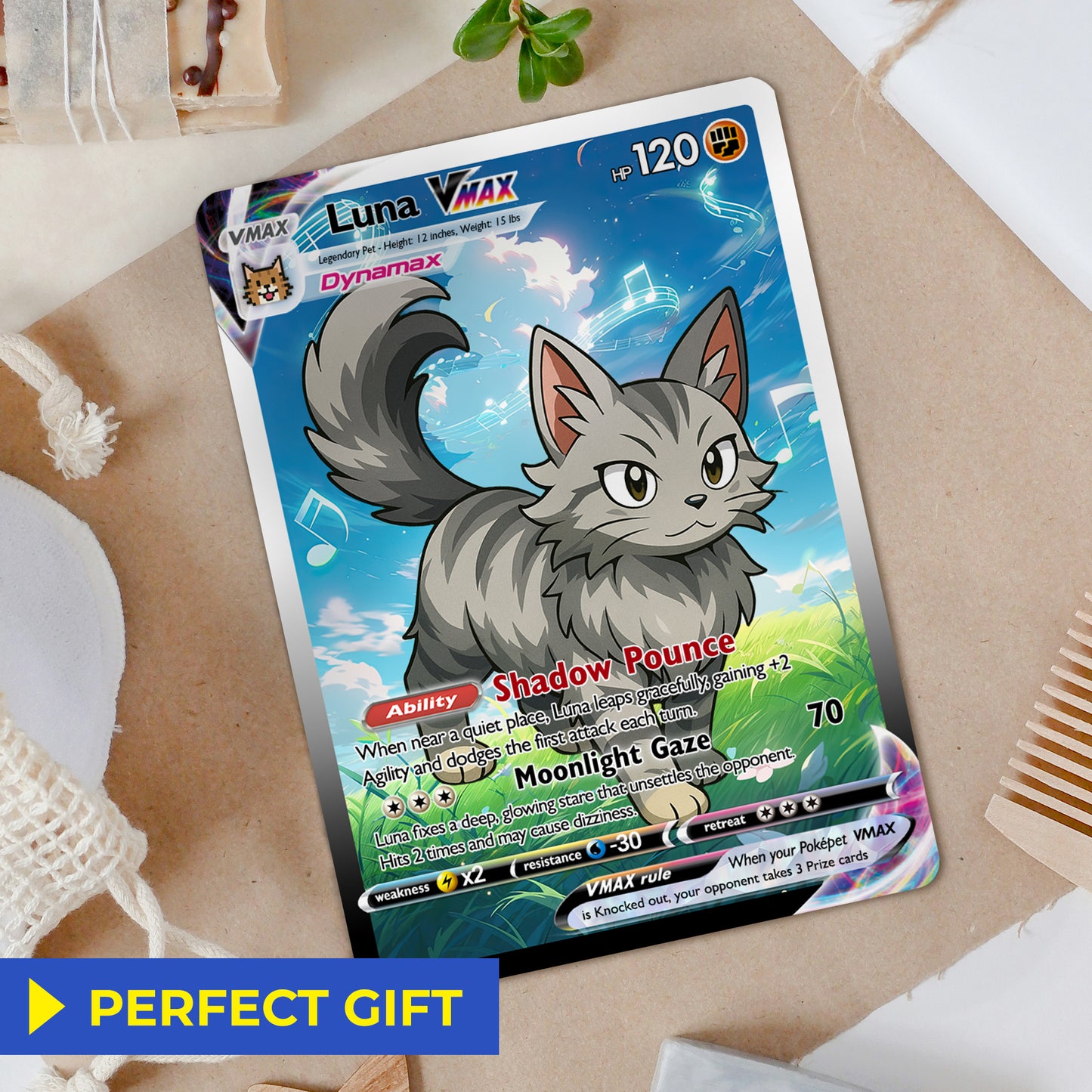 Custom Pokémon Card for Pet Lovers, Personalized Pokémon Card with Pet Photo for Dog Mom Cat Mom Dog Dad Cat Dad - CPC-48
