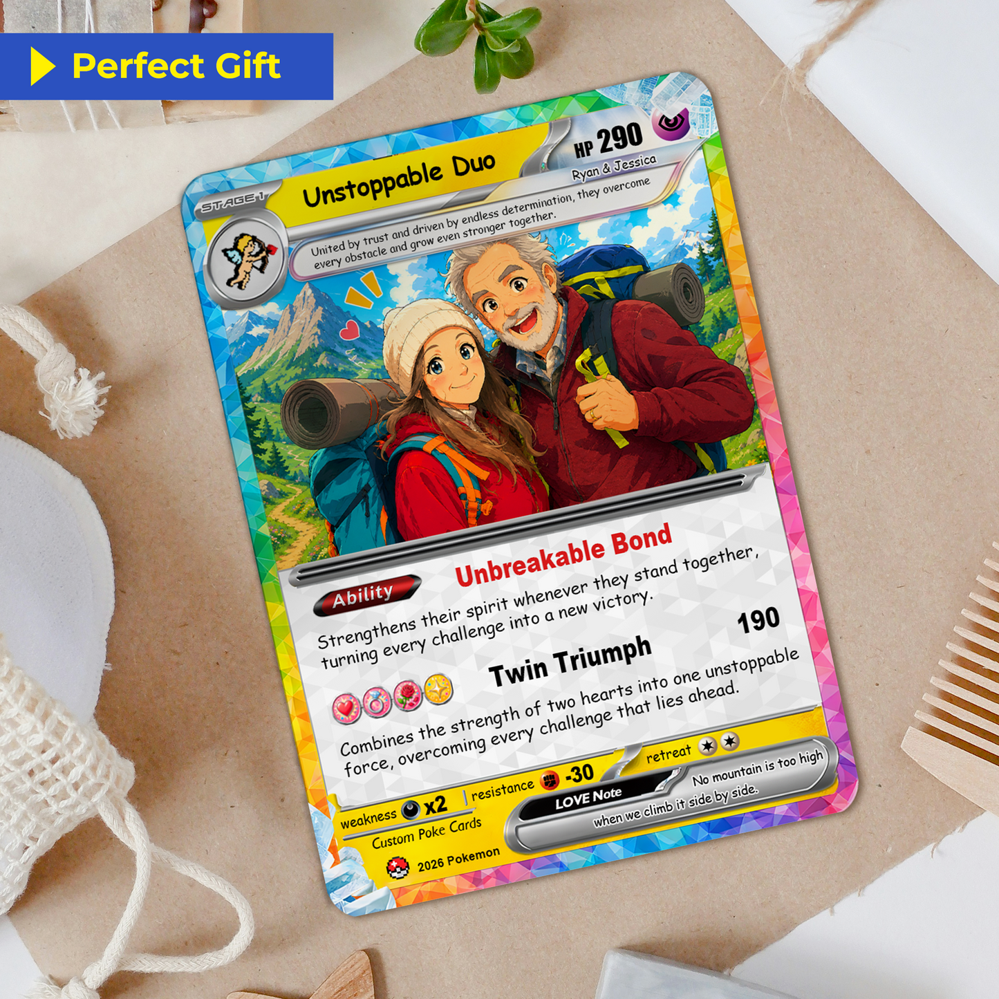 Personalized Poke Cards by Ghibli & Comic Anime Style, Custom Pokémon Cards with Animated Picture, Customizable Pokémon Gift for Him and Her - CPC-152
