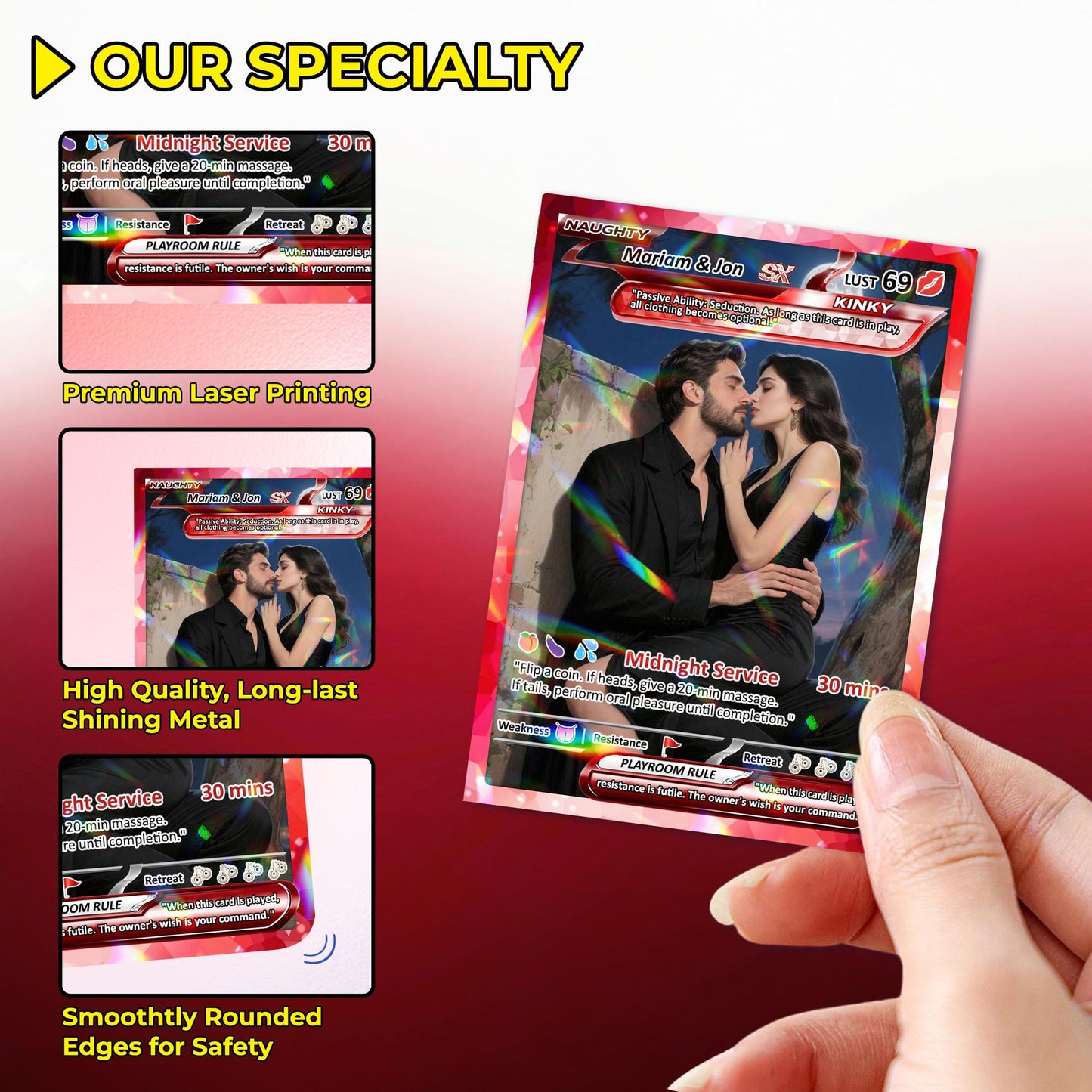 18+ Adult Edition Custom Pokemon Card - Personalized Anime Couple Trading Cards - Pokemon-Inspired Metal, Acrylic & Digital Collectibles - CPC-73