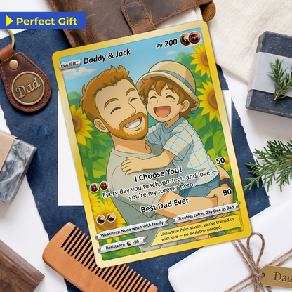 Best Dad Ever Pokemon Card, Custom Pokemon Card  - Anime-Inspired Personalized Pokemon Card for Dad - Perfect Gift for Dad - CPC-58