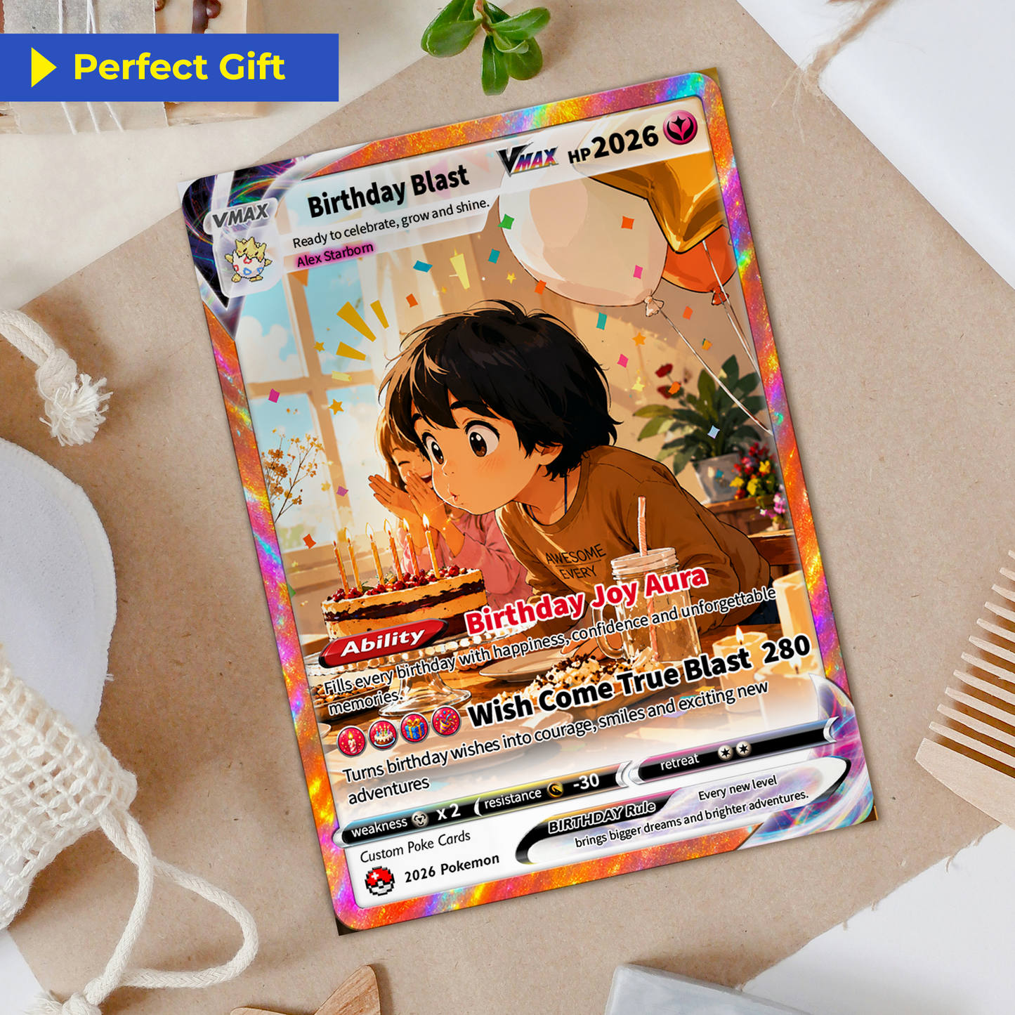 Happy Birthday Custom Pokémon Card - Personalized Pokémon Card by Animated Photo - Customizable Pokémon Gift from Parents, Grandparents for Kids - CPC-DOB-02