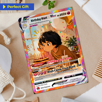 Happy Birthday Custom Pokémon Card - Personalized Pokémon Card by Animated Photo - Customizable Pokémon Gift from Parents, Grandparents for Kids - CPC-DOB-02