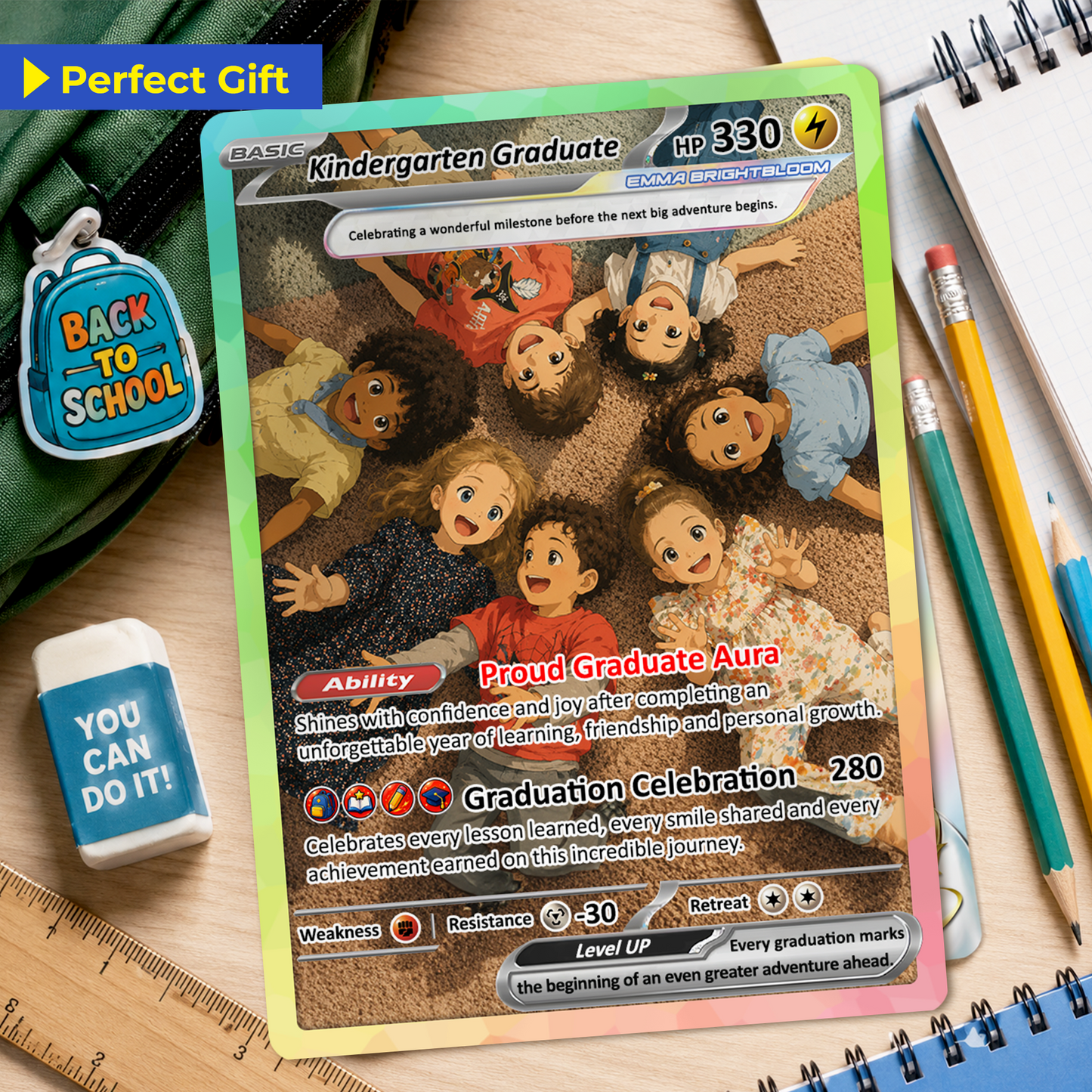 Kindergarten Graduation Custom Pokémon Card, Kindergarten Graduate Personalized Pokémon Card, Graduation Gift for Kindergarten Boy and Girl - First Day of School Gift - CPC-BTS-15