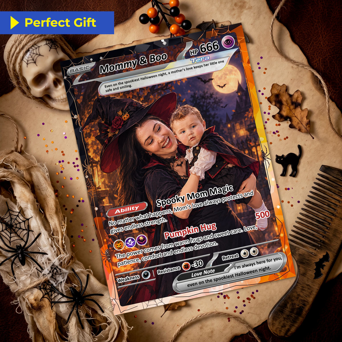 Custom Pokémon Card for Girlfriend & Wife, Halloween Anime Transformation Metal Card, Personalized Romantic Gift for Her, Custom Halloween Gift from Husband & Boyfriend - CPC-hlw-07