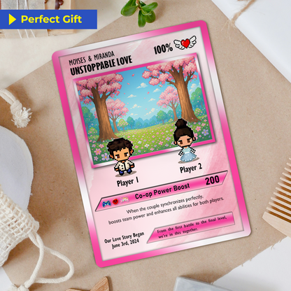 Custom Pokemon Card with 80s Pixel Characters  - Personalized Poke Card for Couples - Customizable Gift for Lovers - CPC-22.B